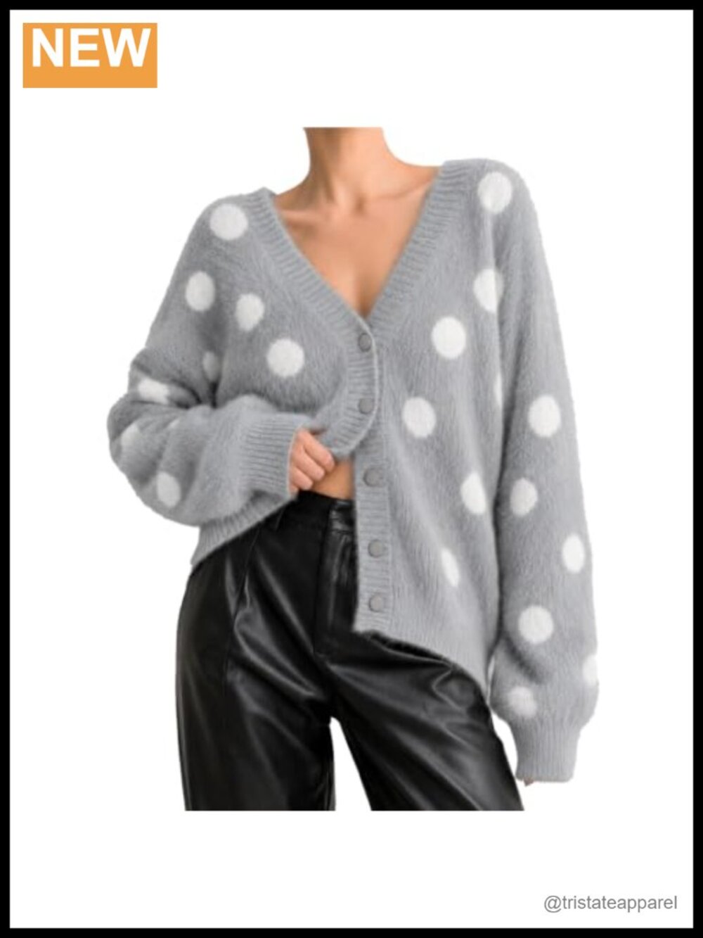 Oversized Furry Fuzzy Cardigan Chunky Knit Button Front Long Sleeve V-Neck